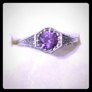 Edwardian inspired Alexandrite silver ring